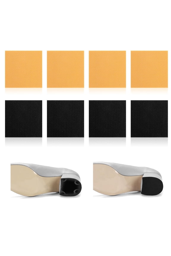 8Pcs Boot Heel Replacement High Heel Patch Abrasion Resistant Shoe Sole Repair Tips Shoes Heels Pad(Black & Yellow, 6x6x0.35cm)