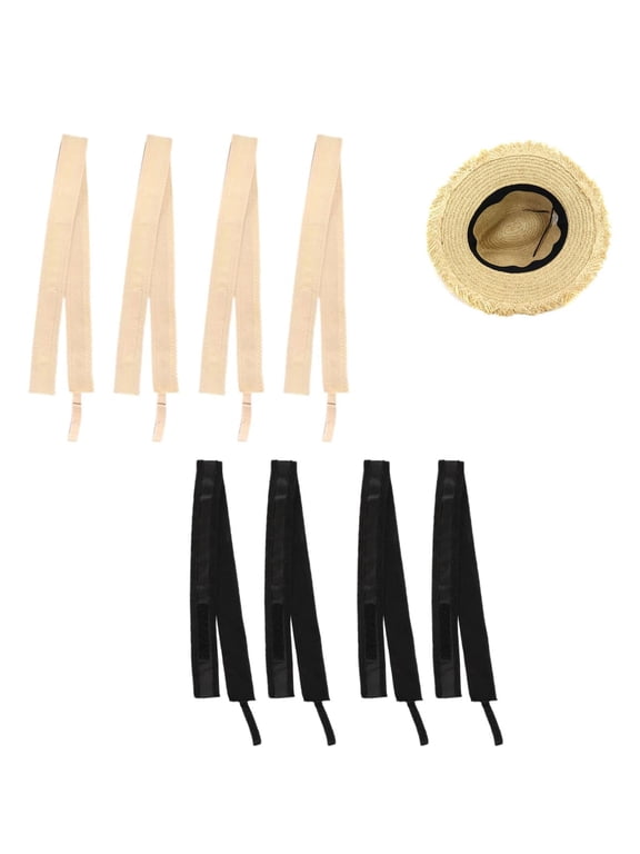 8Pcs Hat Size Reducer, Adjustable Hat Sweat Liner, Hat Reducer Inserts Tape, Hat Size Tape, Tape Bands for Hats Caps Sewing Crafts(Beige & Black)