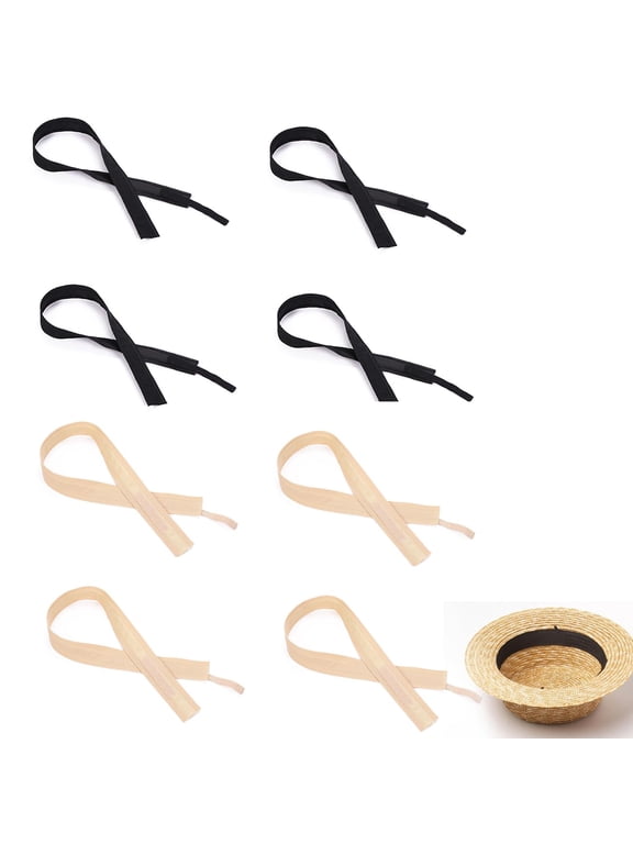 8Pcs Hat Size Reducer Liner, 23.6x1.2inch Adjustable Hat Size Tape Fibre Bands Hat Sizer Insert Hat Sweatband for Hats Caps Sewing Crafts Accessories, Beige&Black