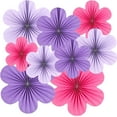 thumbnail image 1 of Trianu 9Pcs Purple Paper Flowers Hanging Paper Fans Decorations Hanging Ornaments for Weddings Birthdays Christmas Halloween Party Decorations, 1 of 8