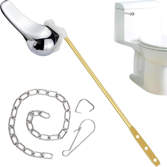 Trianu Alloy Universal Toilet Handle Replacement Kit Mount Toilet Tank Flush Handle with Stainless Steel Flapper Chain Side Mount Compatible with American Standard Toilet