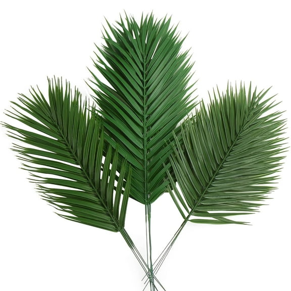 Trianu Artificial Palm Leaves Stems 11 Pcs, Faux Palm Leaf Greenery Fake Palm Stems for Palm Sunday Flower Arrangement Wedding Party Centerpieces Baby Shower and Home Decor