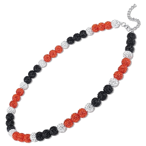 Trianu Baseball Beaded Chain Necklace for Men, Adjustable 18in Glitter Bling Rhinestone Clay Ice Collection Necklace Beads Gifts for Baseball Team Players Lovers, Color 1