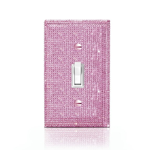 Trianu Bling Wall Plate Cover Colorful Rhinestone Light Switch Cover Colored Bling Light Switch Cover Shiny Sparkle Bling Crystal Rhinestones Wall Plate Cover (Pink)