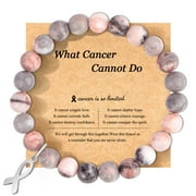 Trianu Breast Cancer Bracelets Natural Stone Bead Ribbon Inspirational Awareness Bracelets Encouragement Handmade Gifts for Women and Girls (Pink Zebra)