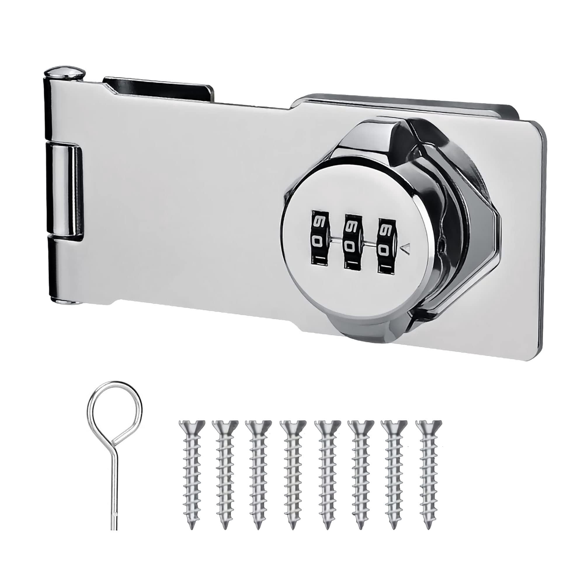 Password Hasp Lock For Cabinets & Small Doors - 90 Degree Sliding Barn Door Style, Keyless - View #13