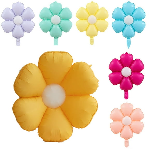 Trianu Daisy Balloons Set of 20, Flower Theme Party Supplies Flower Aluminum Foil Balloons Birthday Wedding Baby Shower etc Party Decoration, 5 Assorted Colors