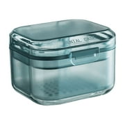 Trianu Denture Bath Case, 3 in 1 Portable Leak-Proof Retainer Case, Retainer Cleaner Case for Dentures, Clear Braces, Mouth Guard, Retainers, Home, Office, Travel (Blue)