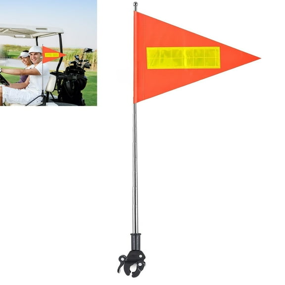 Trianu Golf Cart Flags with Pole and Mount, 8.3 x 11.8 Inch Reflective Telescopic Triangle Orange High Visibility Safety Flag for Wheelchairs, Golf Cart Accessories(Orange)