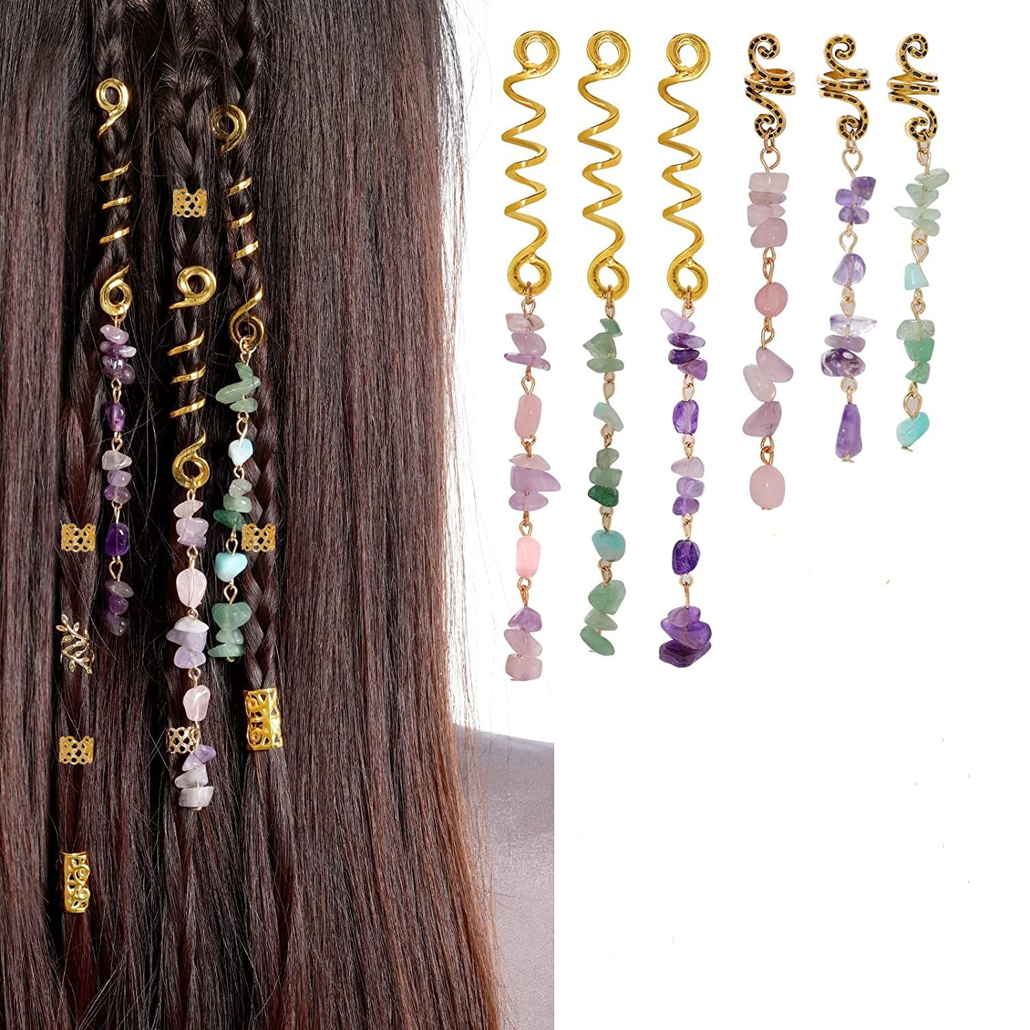 Buy Wholesale China Hair Jewelry For Braids Natural Colored Crystal Stone Braid  Accessories Metal Charms Gold Rings For Women Girls Hair Decoration & Hair  Jewelry For Braids at USD 0.9