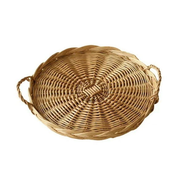 Trianu Handcrafted Willow Bread Basket, Round Wicker Serving Tray for Home Decor, Party and Daily Dinning(Small - Ø 9.9''/25cm)