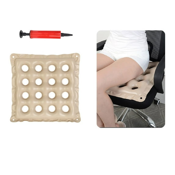 Trianu Inflatable Seat Cushions for Pressure Relief, 17.7" x 17.7" Wheelchair Air Cushion for Bed Sore, Ideal for Prolonged Sitting, Beige