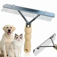 thumbnail image 1 of Trianu Long Tooth Grooming Rake Large Dog Rake Brush Steel Shedding Comb for German Shepherds Golden Retriever Horse, 1 of 6