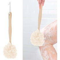 Trianu Loofah on a Stick, Loofah Back Scrubber for Shower, Bath Sponge with Handle, PE Soft Mesh Luffas, Exfoliating Luffa for Men and Women, White