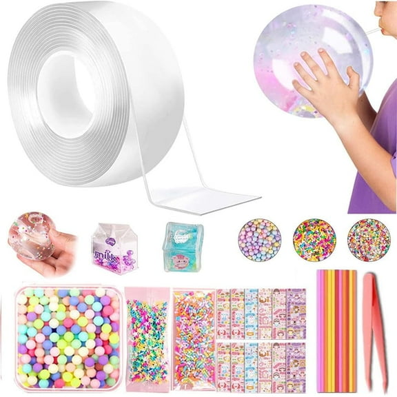 Trianu Nano Bubbles Tape Kit, Double Sided Tape Plastic Bubbles Balloon, Nano Tape Elastic Bubble DIY Craft Kit, Party Favors Toys for Girls, Boys, Kids