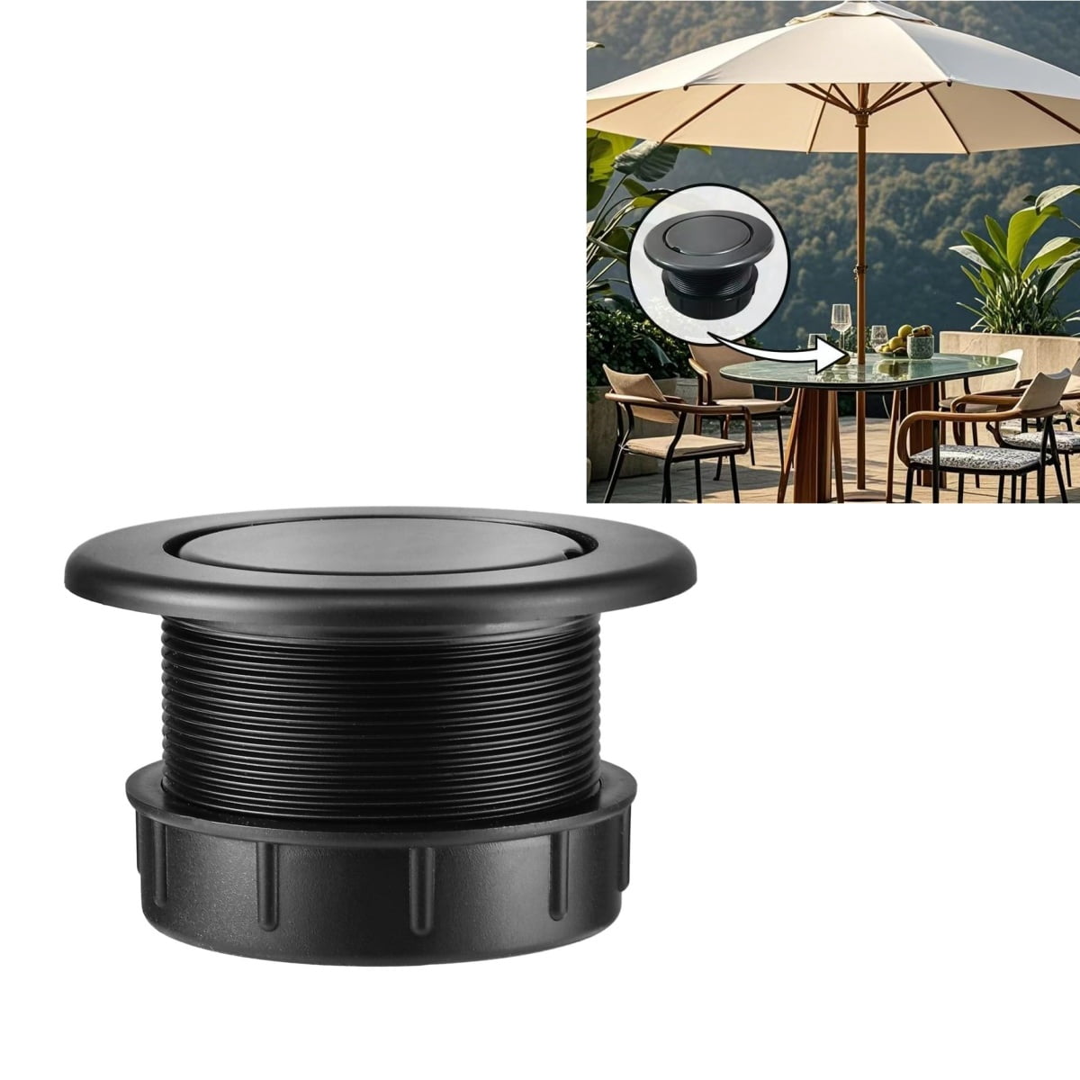 Garden Table Parasol Hole Insert - Plastic Umbrella Adaptor For Patio & Outdoor Tables