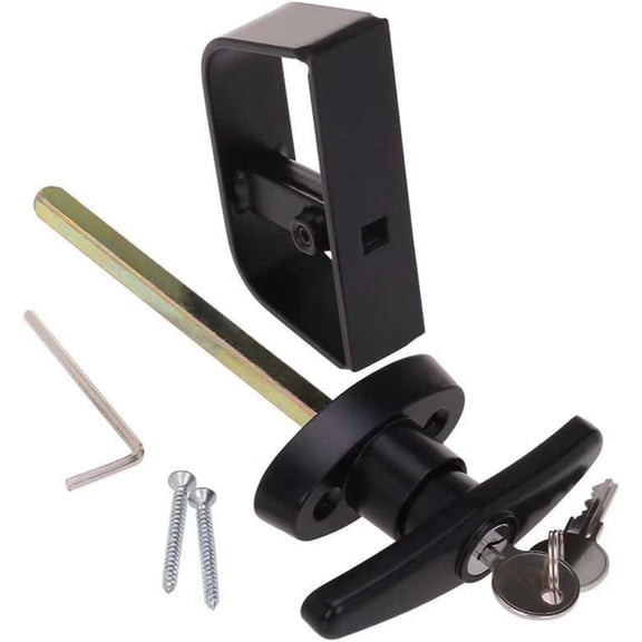 Trianu T-Handle Lock Kit Shed Door Lock with 2Pcs Keys and Screws, 5-1/2" Stem Barn Playhouse and Chicken Coop Door Lock