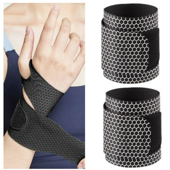 Trianu Ultra Thin Wrist Brace for Carpal Tunnel, 2Pcs Adjustable Breathable Wrist Support Wraps for Tennis, Work and Pain Relief (Black)