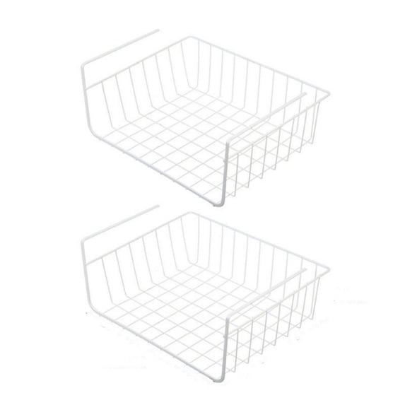 Trianu Under Shelf Storage Basket, 10.82*9.84*5.11 inch Cabinet Storage Bins, 2 Pack, White