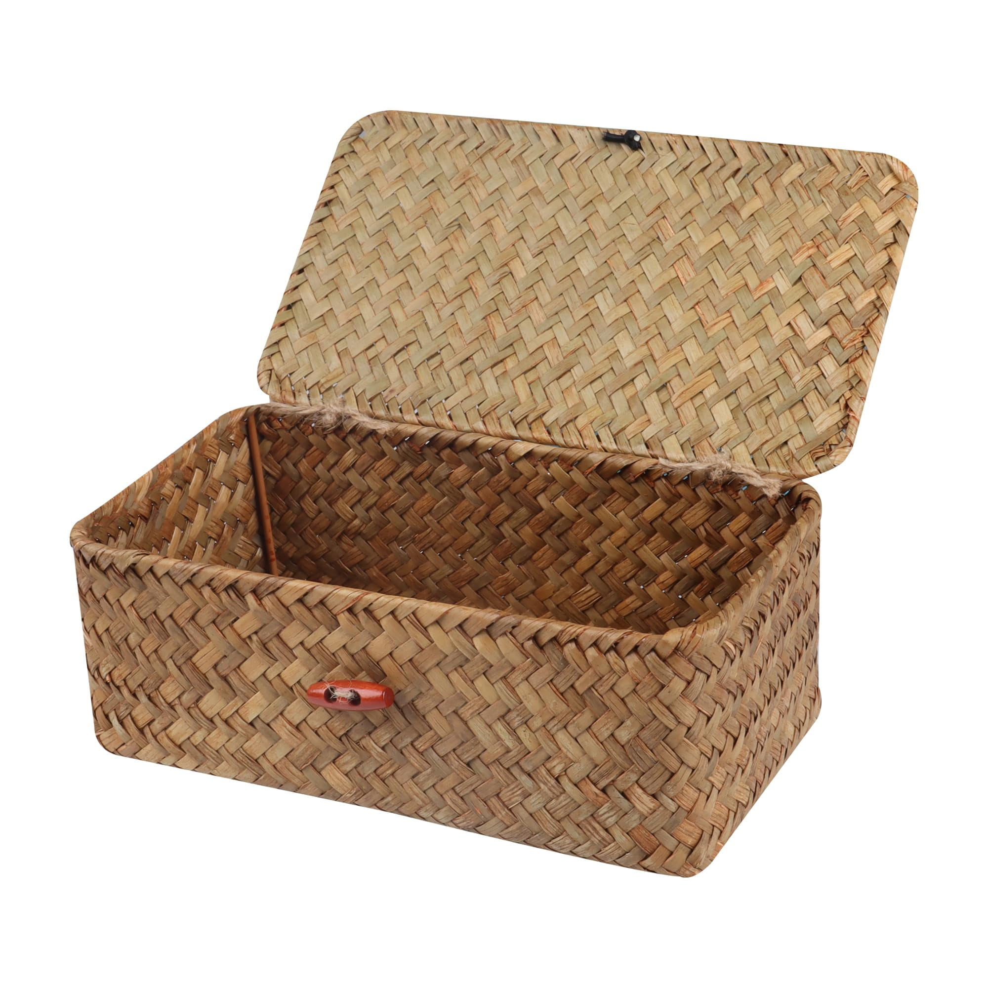 Feilanduoshelf Baskets With Lid Set Of 3 Handwoven Seagrass Storage | INDIA