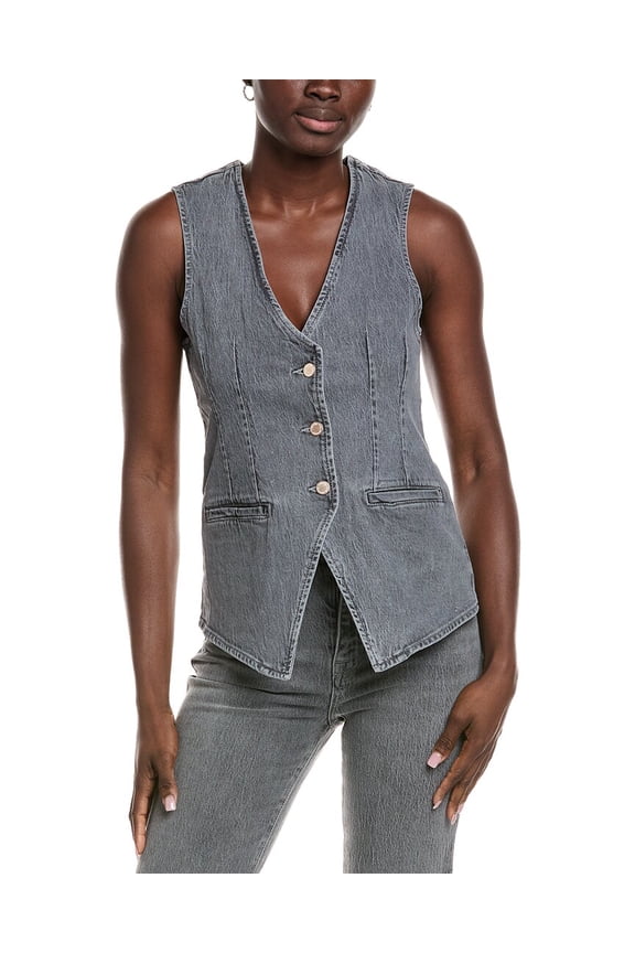 womens Monica Tailored Denim Vest, xs, Grey