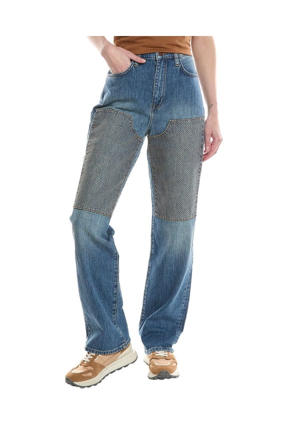 womens  Ms.  Classic Indigo Embroidery High-Rise Straight Leg Jean, 24,