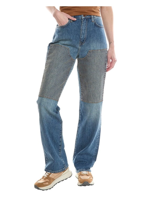 womens Ms. Classic Indigo Embroidery High-Rise Straight Leg Jean, 24,