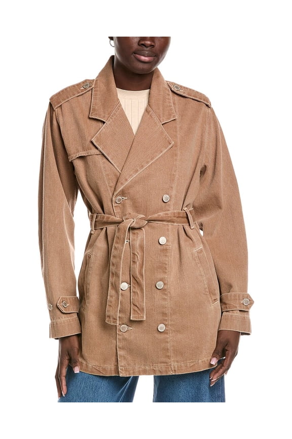 womens Nicola Cropped Trench Coat, xs, Brown