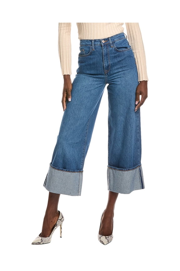 womens  Rose True Medium Indigo High-Rise Cropped Wide Leg Jean, 26,