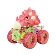 Triassic Dinosaur Gear Toy Car   Push and Go Transparent Vehicle with Rotating Stunts, Spinning Gears & Cool LED Lights   Battery-Free STEM Toy for Kids