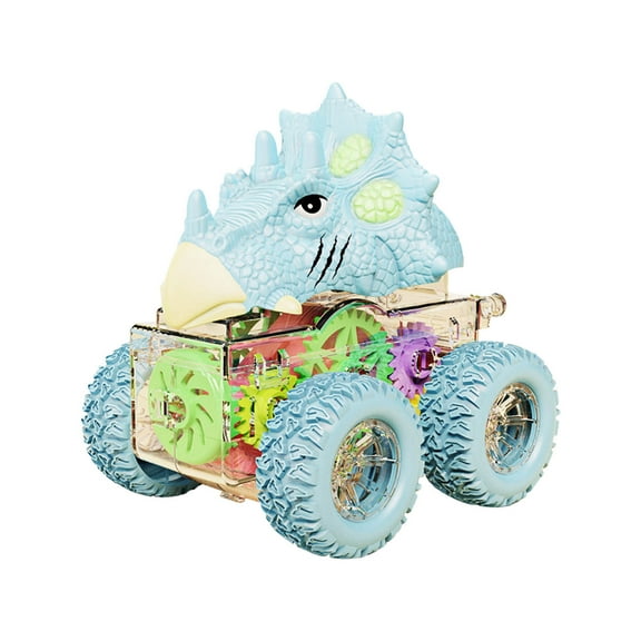 Triassic Dinosaur Gear Toy Car – Push and Go Transparent Vehicle with Rotating Stunts, Spinning Gears & Cool LED Lights – Battery-Free STEM Toy for Kids