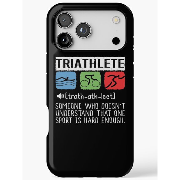 Triathlete Definition Swim Bike Run Tough Cell Phone Case for Apple iPhone, Polycarbonate Shell and TPU Liner