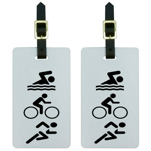 Triathlete Swim Bike Run Triathlon Luggage Tags Suitcase Carry-On ID, Set of 2