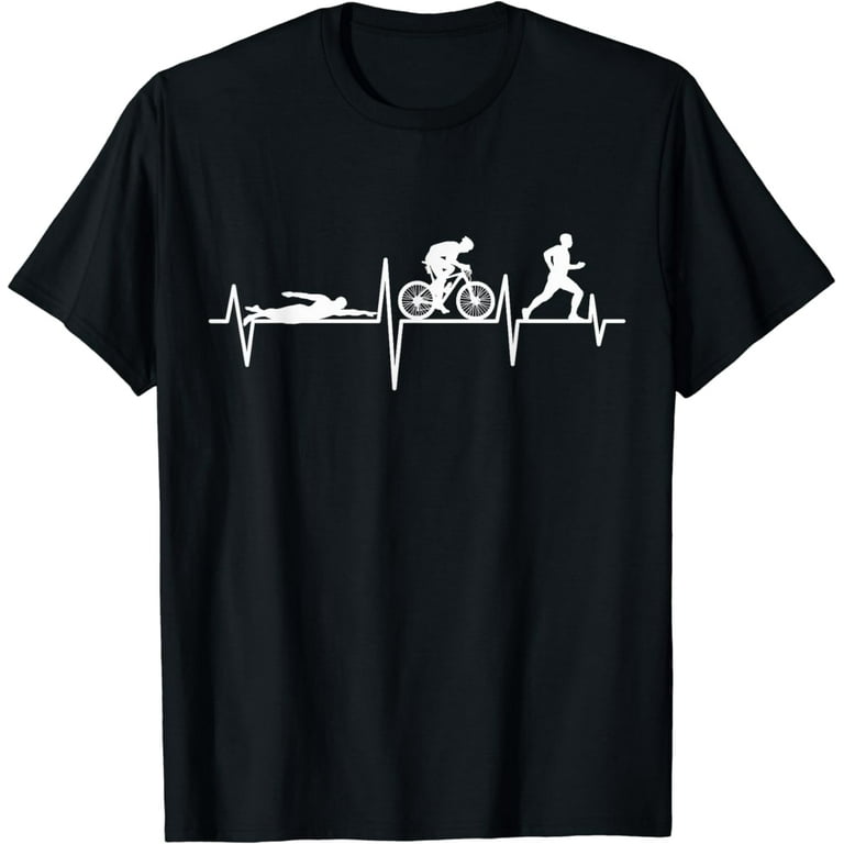 Triathlon Heartbeat Swim Bike Run Sport Triathlete T-Shirt