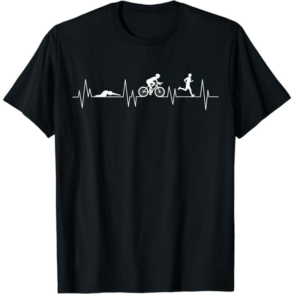 Triathlon Heartbeat Swim Bike Run Triathlete Sport Athlete T-Shirt