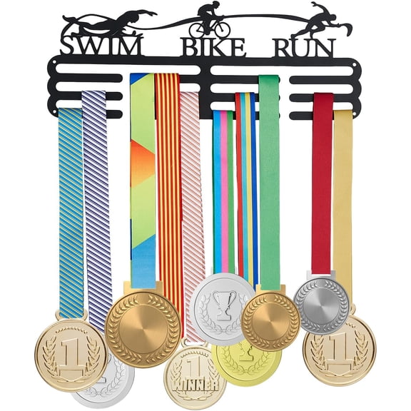 Triathlon Medal Hanger Display Running Swim Bike Competition Medal Holder Iron Sports Medals Display Iron Metal Hook Metal Wall Hanging Athlete Gift for Runner