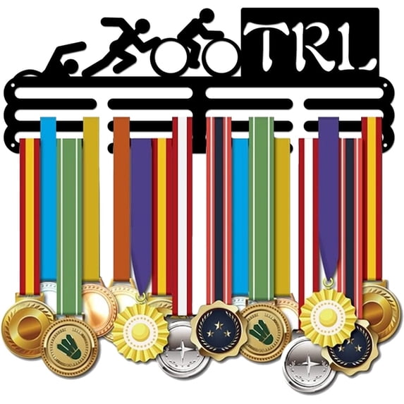 Triathlon Medal Holder Display Hanger Rack Frame Swim Bike Run Medals Hanger Sports Medal Hook Storage Organizer Hanging Bars for DIY Over 60 Medals Display