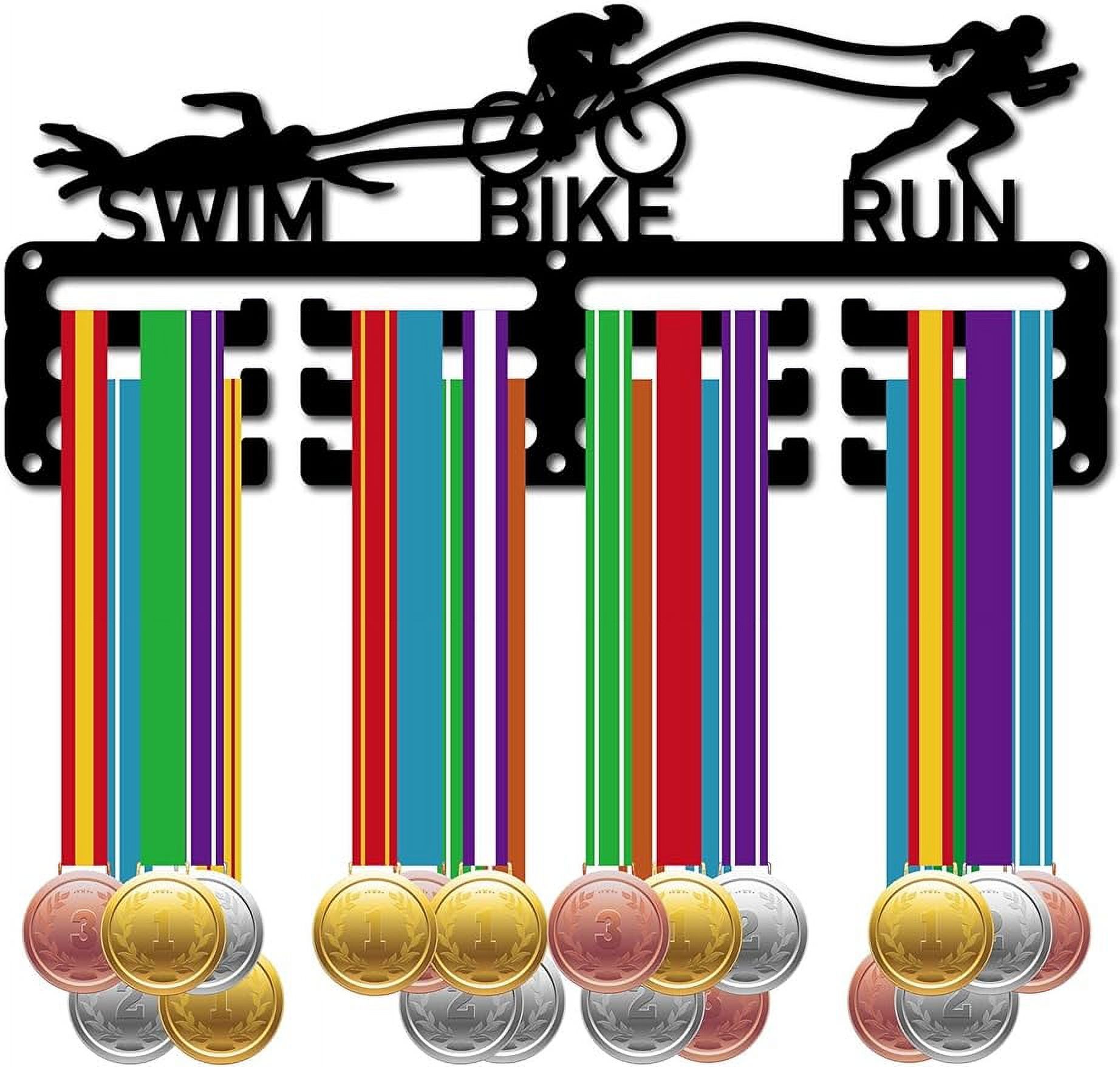 Triathlon Medal Holder Medal Hanger Display Rack Swim Bike Run Sports ...