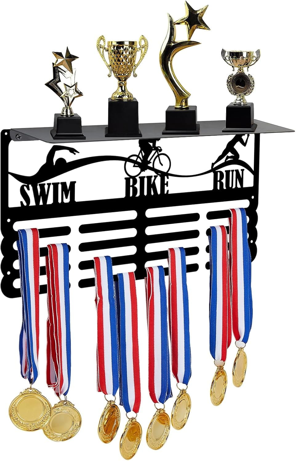 Triathlon Medal Trophy Hanger Rack Triathlon Trophy and Medal Display ...