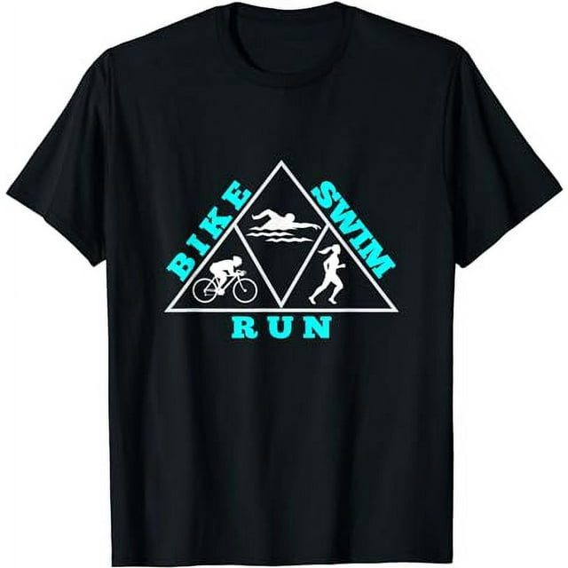 Triathlon T-Shirt Bike Swim Run Iron Sports Icon Design Tee - Walmart.com