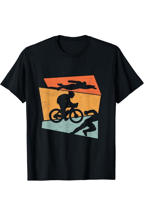 Triathlon Vintage Retro Swim Bike Run Athlete Swimmer T-Shirt
