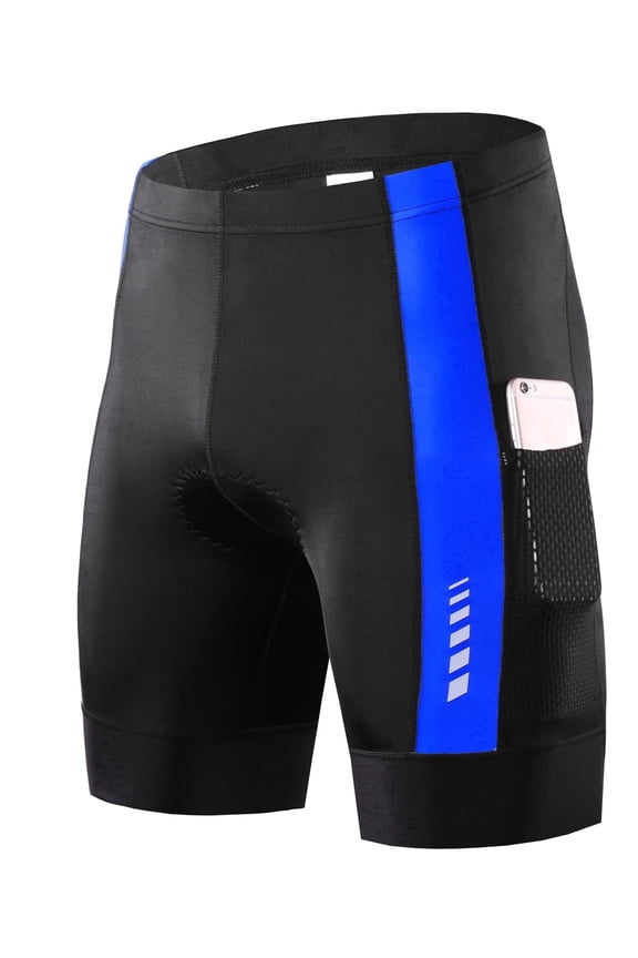 Men’s Triathlon Shorts, Padded Swim Bike Run Tri Shorts with Mesh Pockets, Quick-Dry 4-Way Stretch