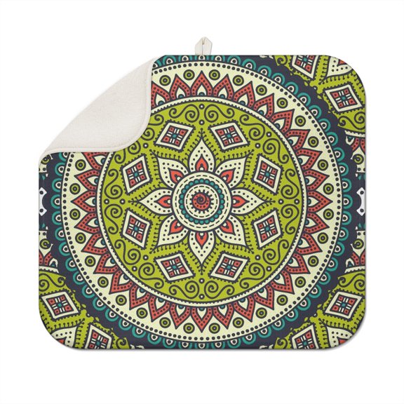 Tribal Abstract Mandala Absorbent Dish Drying Pad Quick Dry Countertop Protector