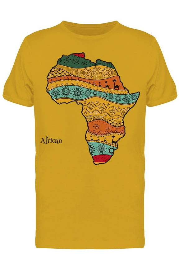 Tribal African Map T-Shirt Men -Image by Shutterstock, Male XX-Large