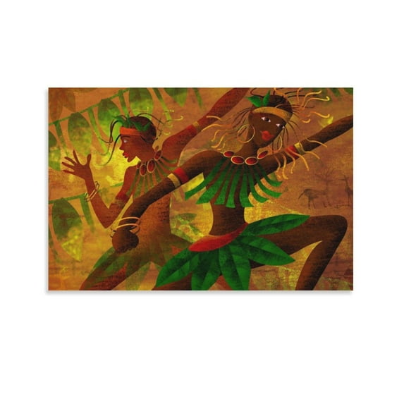 Tribal African Women Painting Poster Decorative Painting Canvas Wall Art Living Room Posters Bedroom Painting,Unframe-style,08x12inch(20x30cm)