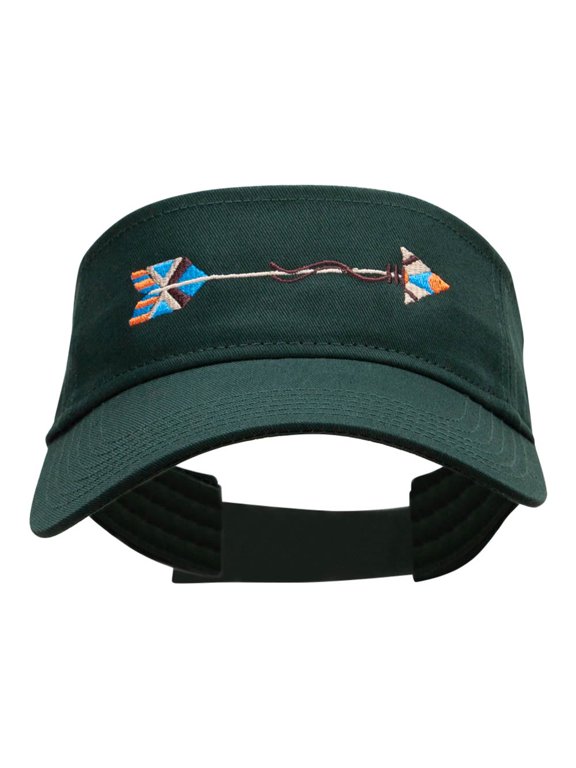 Tribal Arrow Embroidered Cotton Twill Visor - Dark Green OSFM