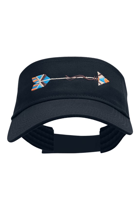 Tribal Arrow Embroidered Cotton Twill Visor - Navy OSFM