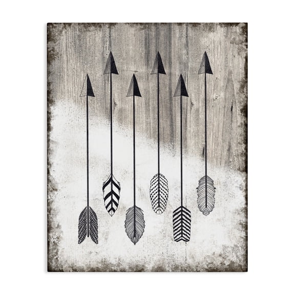 Stupell Industries Eclectic Tribal Arrow Feather Pattern Black And White Design Canvas Art, 36 x 48, by Ziwei Li