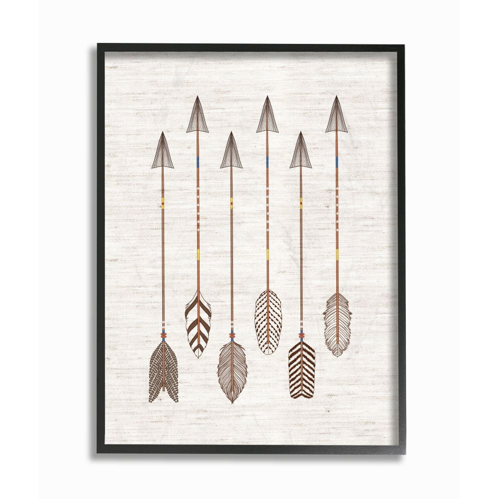 Tribal Arrow Feather Pattern Design Oversized Framed Giclee Texturized Art by Ziwei Li