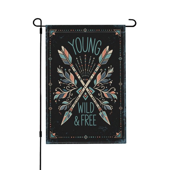Tribal Arrows Feathers and Text Garden Flag for Outdoor Home Decor 12x18 in